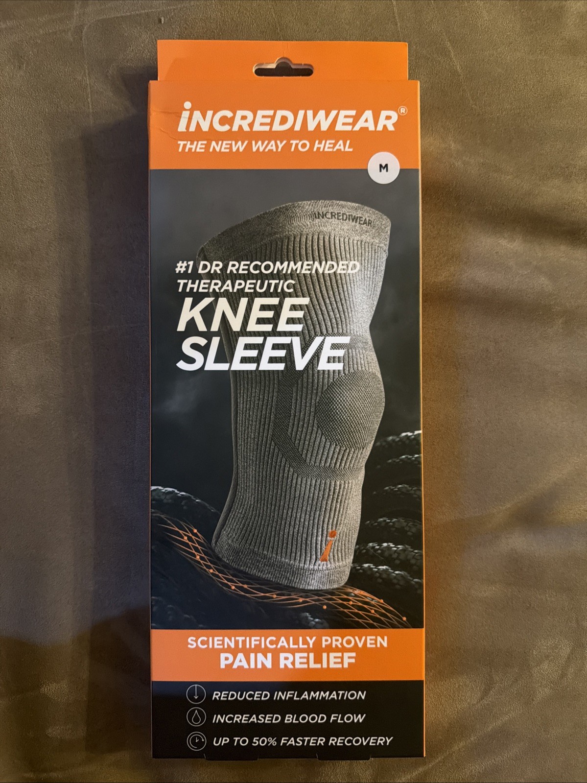 Incrediwear – Incredibrace Knee Brace Sleeve Medium Grey Gray NEW