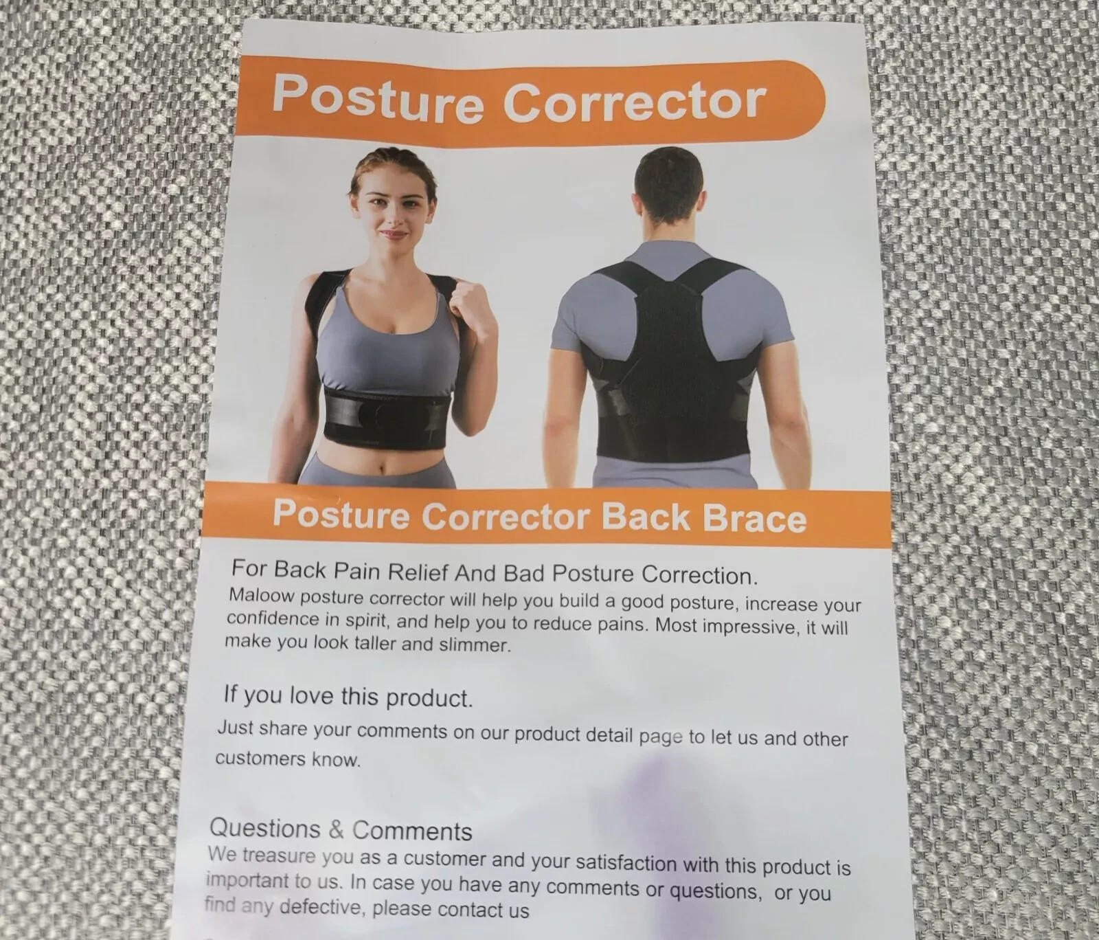 Maloow Posture Corrector for Men and Women, Size L – Black