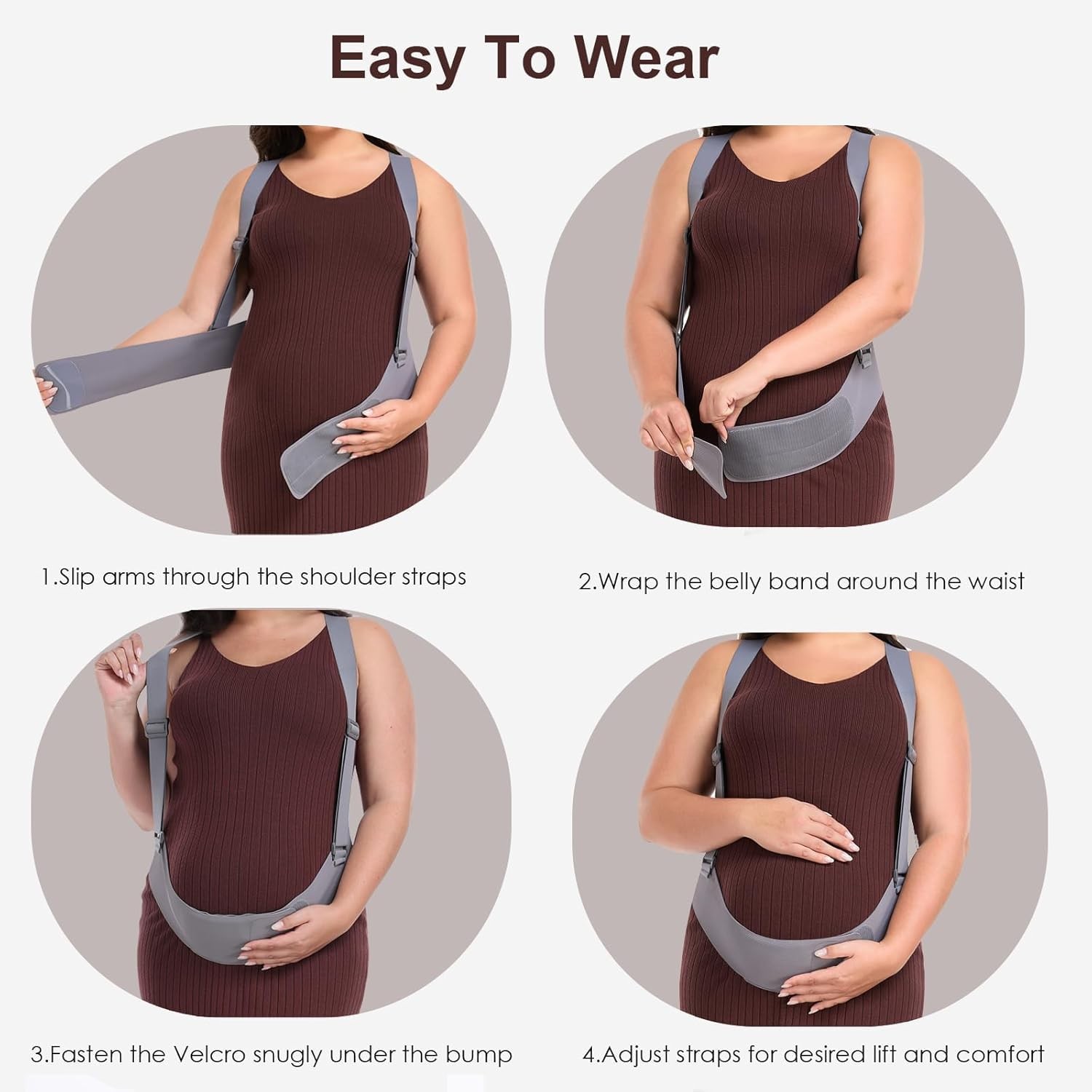 Adjustable Pregnancy Belly Support Belt Gray Medium Size