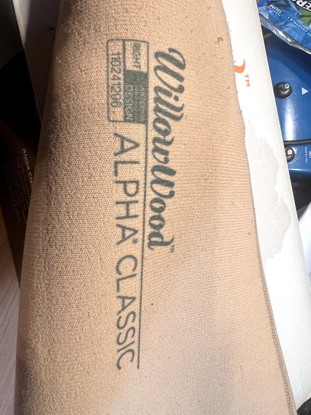 WillowWood Alpha Design prosthetic liner. New. Free new stand. size 30