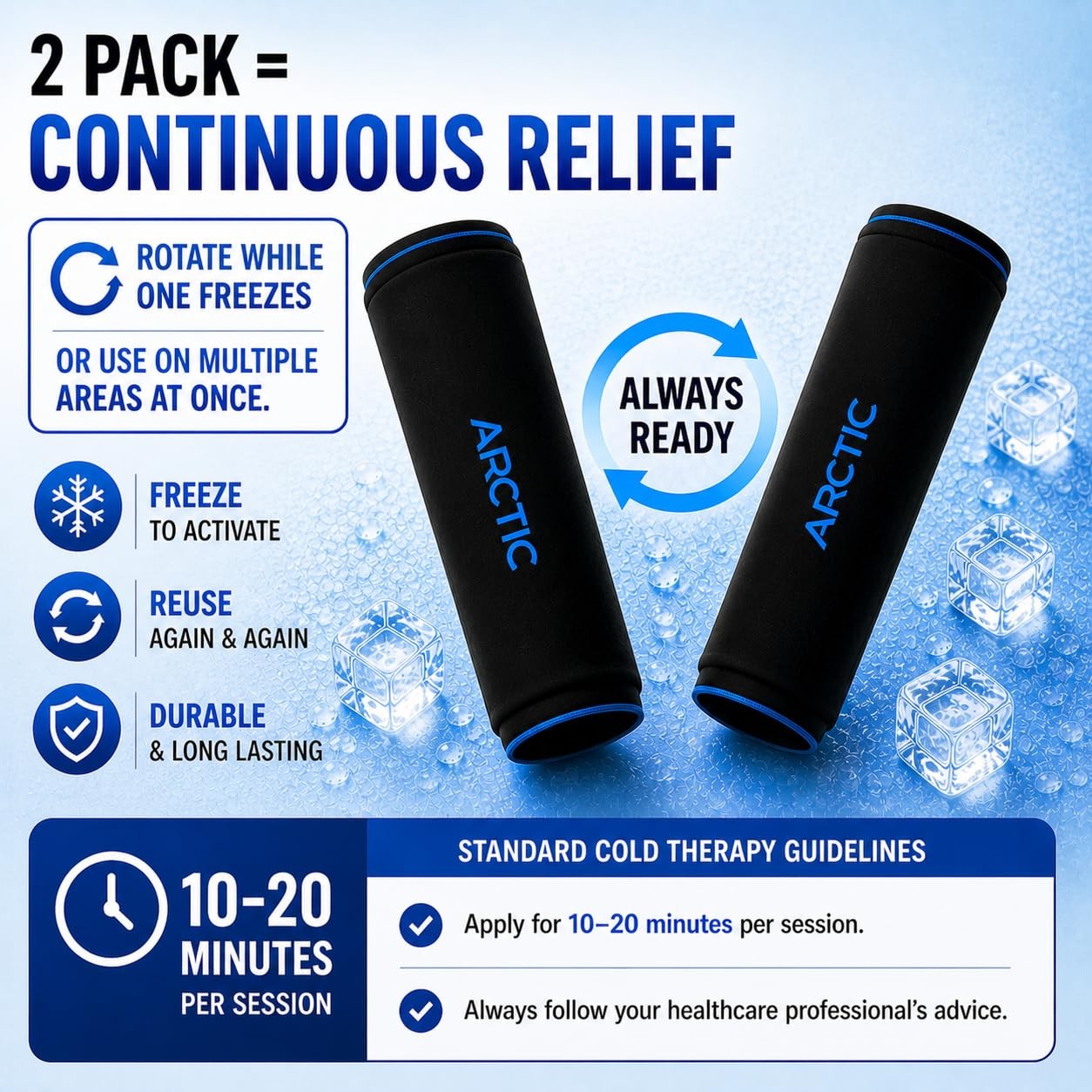 2 Pack | Premium Elbow Ice Pack Wrap & Knee Ice Pack Wrap – Ice Sleeves, Reus…