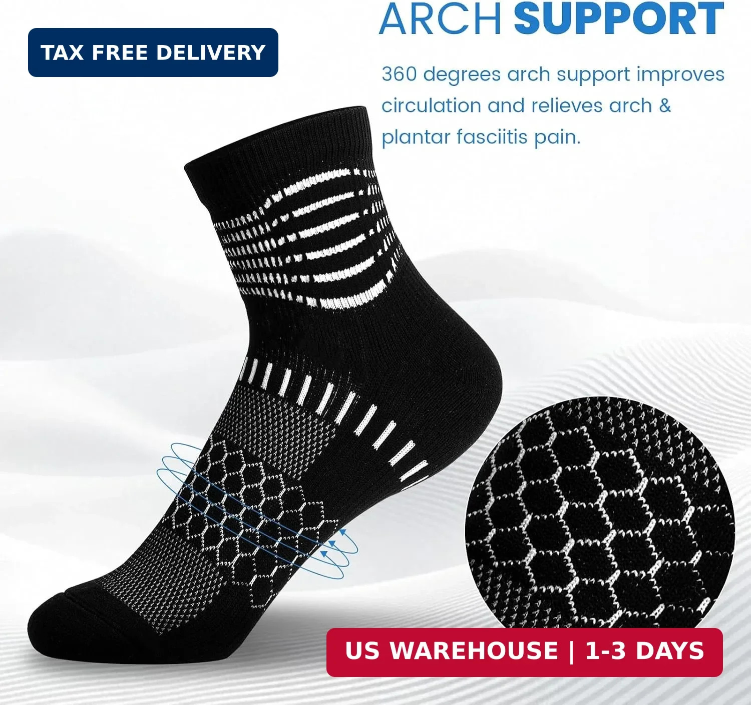 IRAMY Ankle Compression Socks for Women Men Plantar Fasciitis Relief 3/5 Pairs C