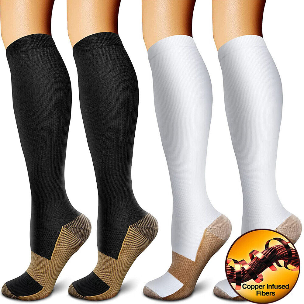 Copper Compression Socks 15-20 mmhg Leg Support Sports Sox for Running US STOCK