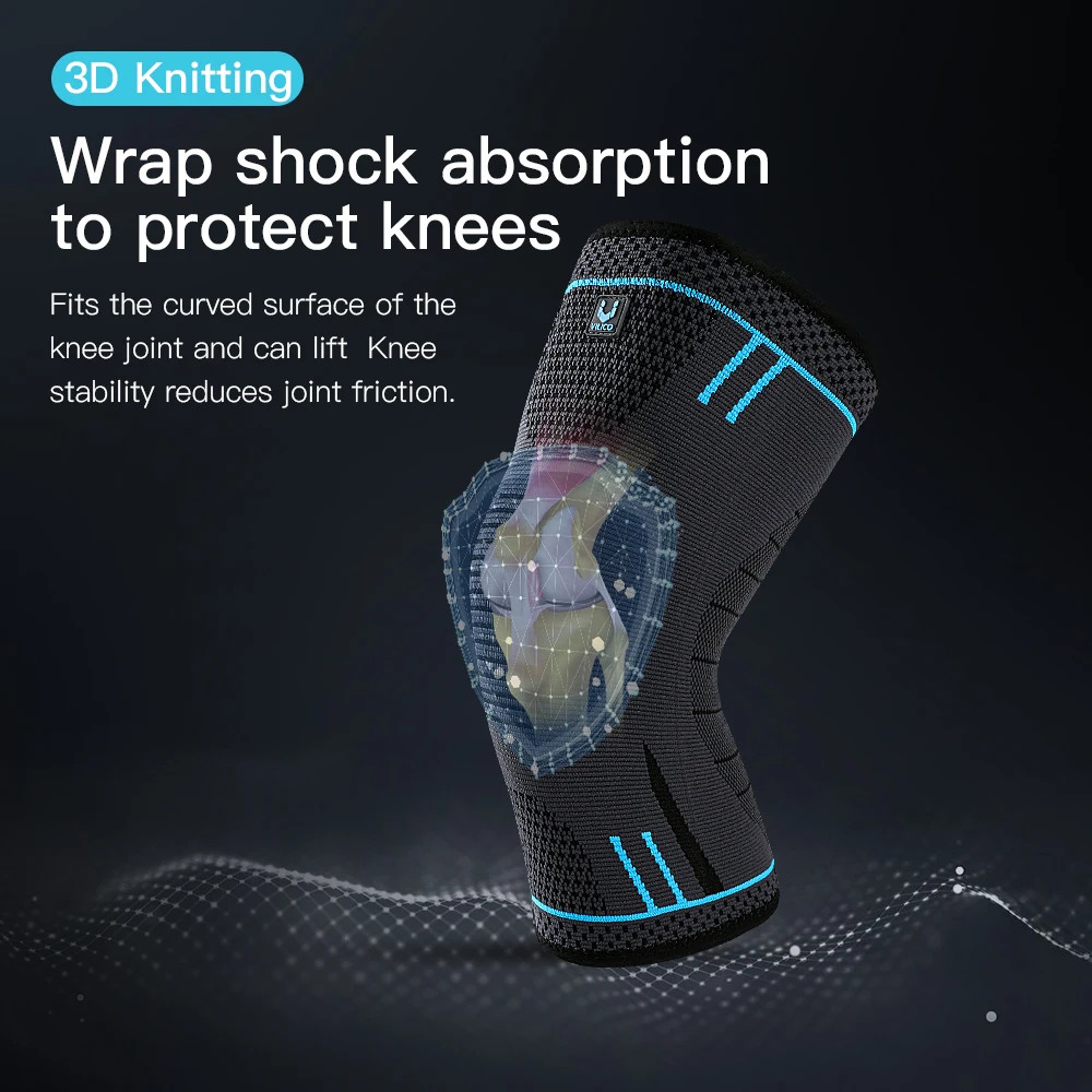 1 Pcs Compression Knee Support Sleeve Elastic Breathable Knee Pads Brace Springs