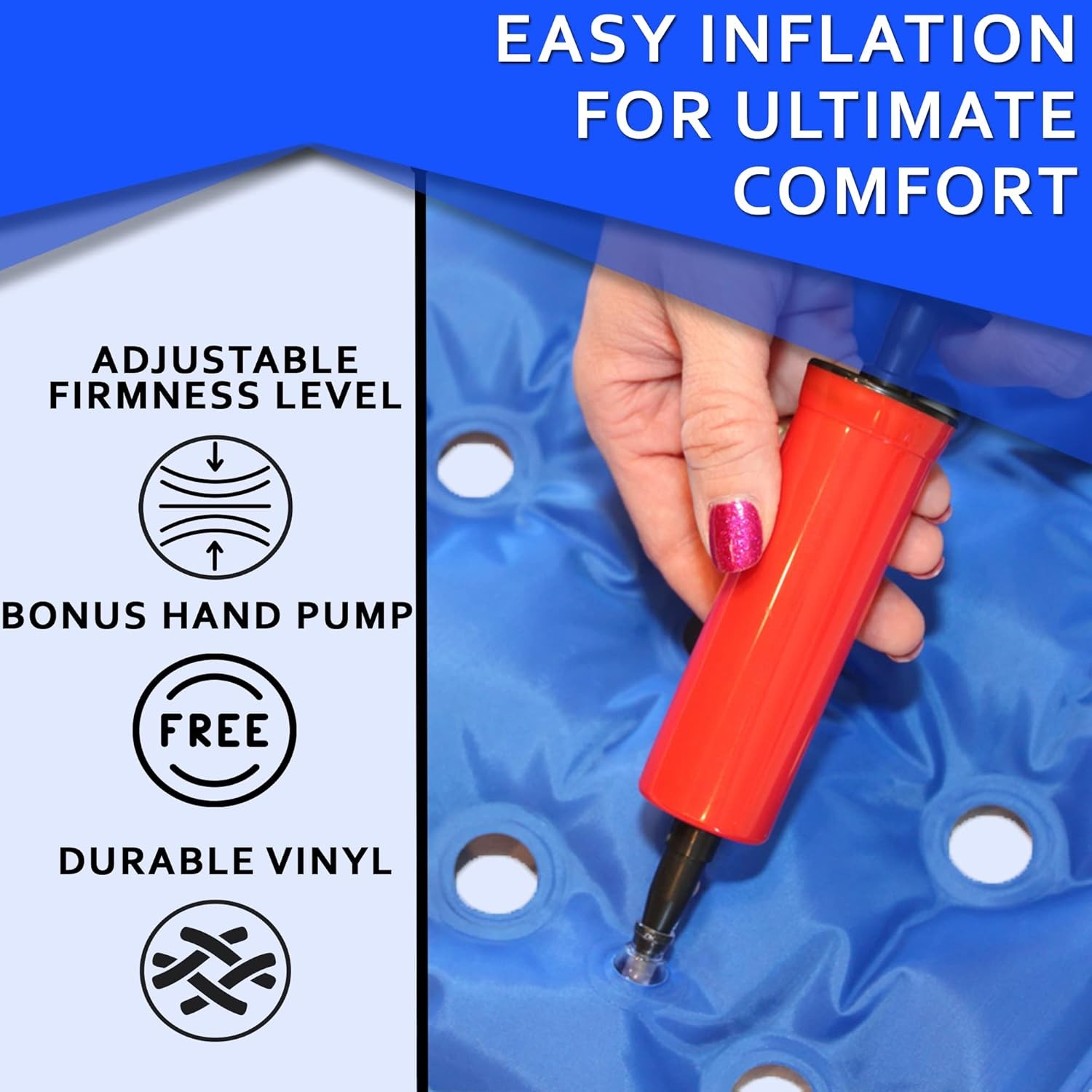 Inflatable Seat Cushion – Travel for One Size Fits All, Blue