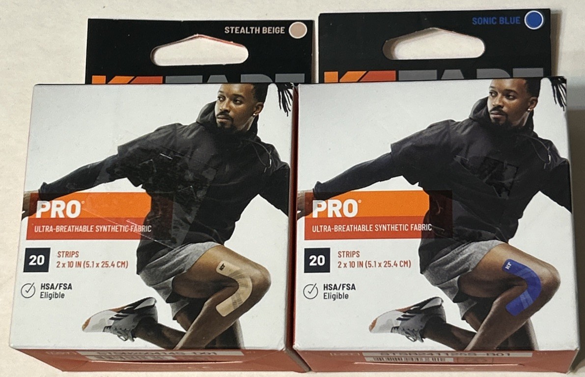 KT Tape Pro Synthetic Stealth 20 Precut 10” x 2″ Strips, Waterproof 2Pk