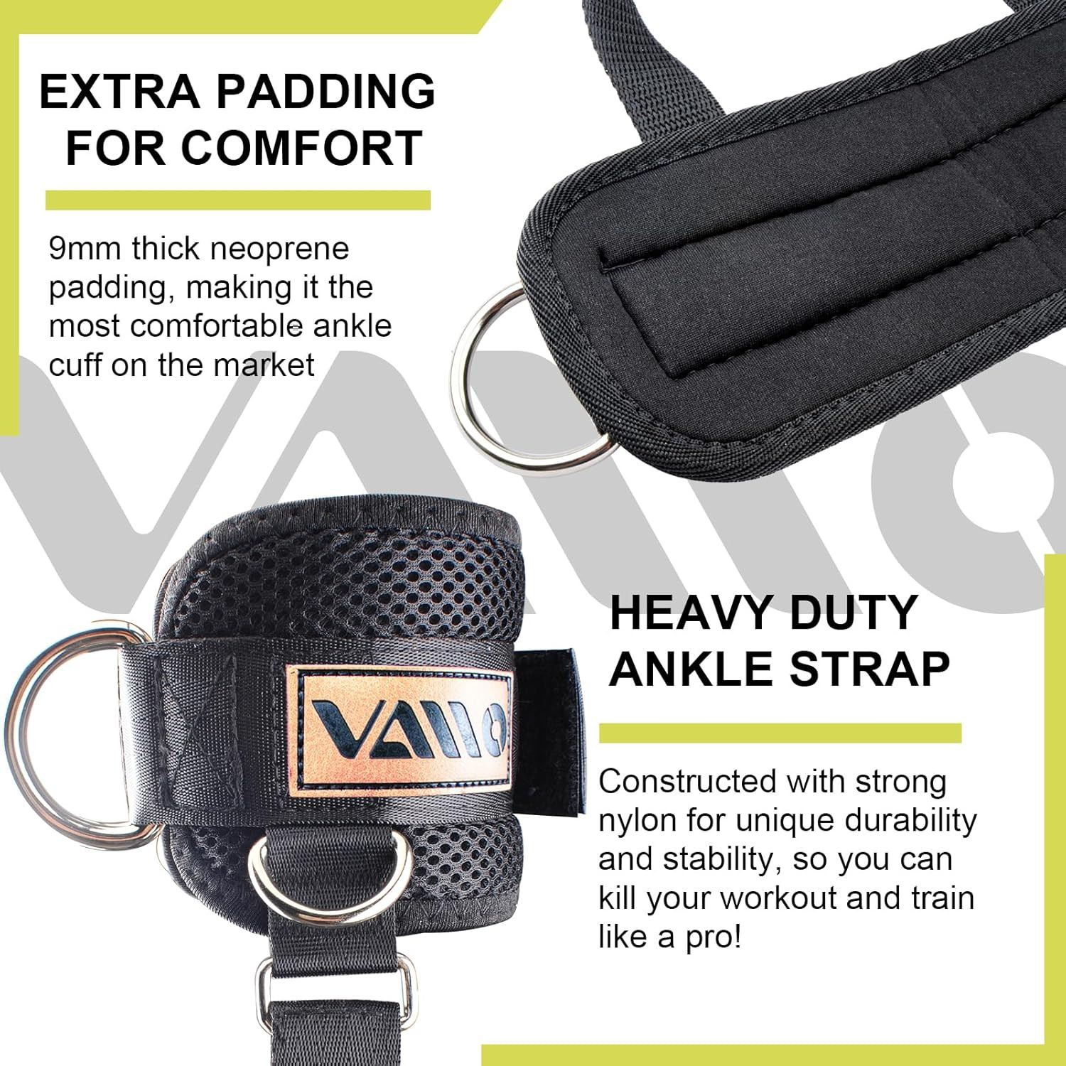 Ankle Straps for Cable Machines,Adjustable Comfort Fit Neoprene, Reinforce Doubl