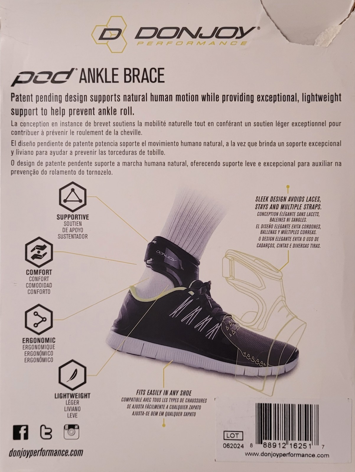 DonJoy Performance Pod Ankle Brace Right Medium (Black)