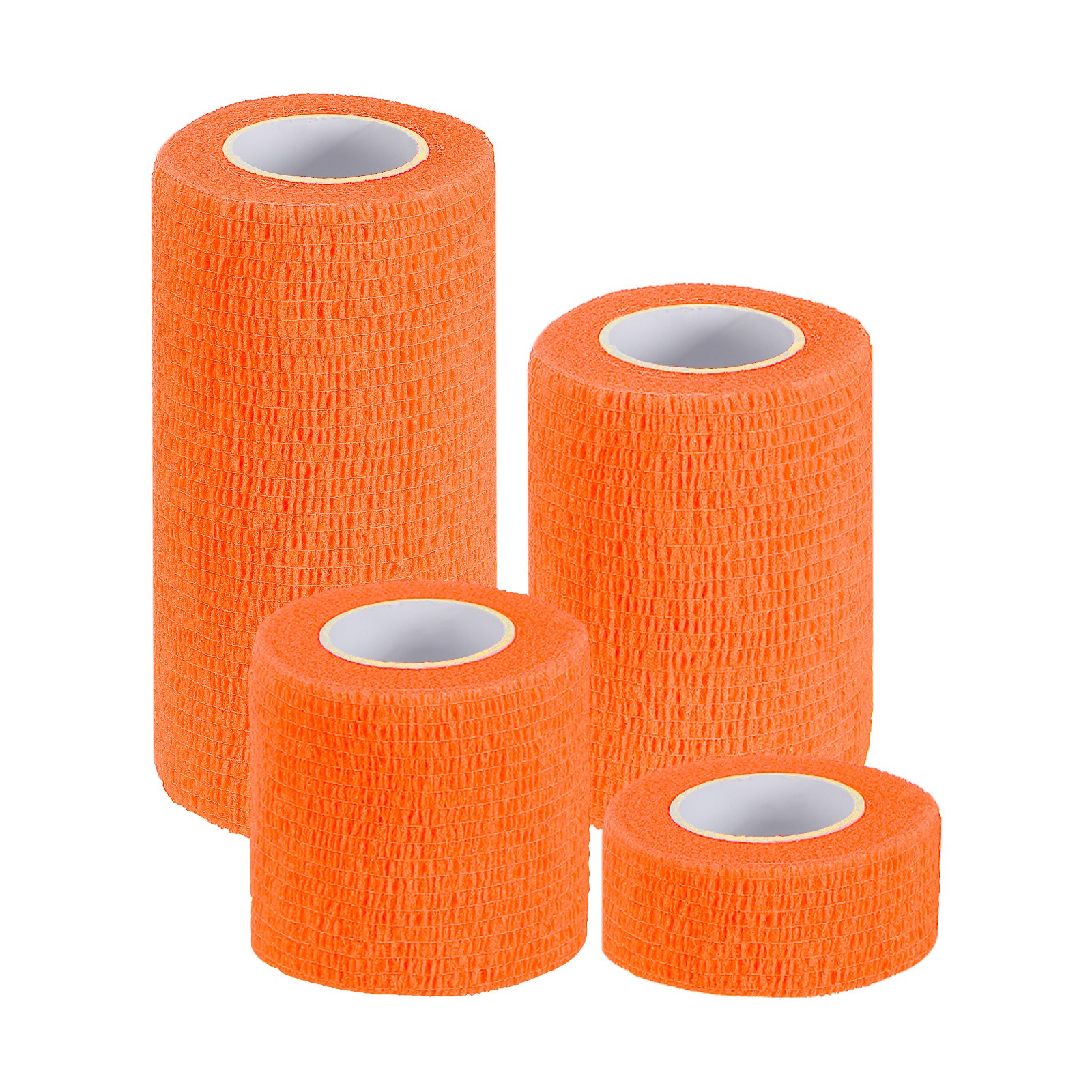 1″/2″/3″/4″ 4 Pcs 5 Yard Self Adhesive Bandage Wrap Self Tape Bright Orange