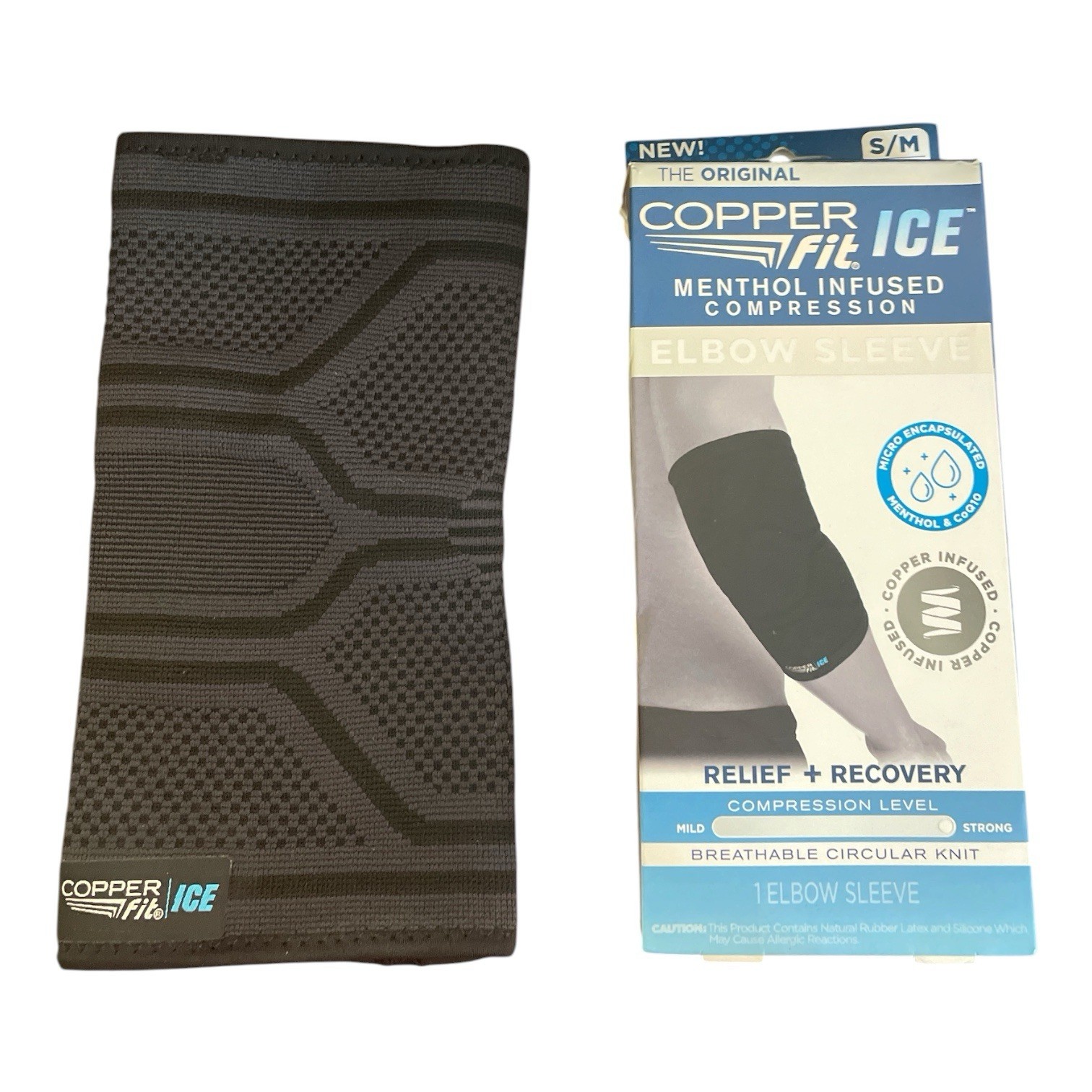 Copper Fit ICE Menthol Infused Compression Knee Sleeve S/M Black (New Open Box)