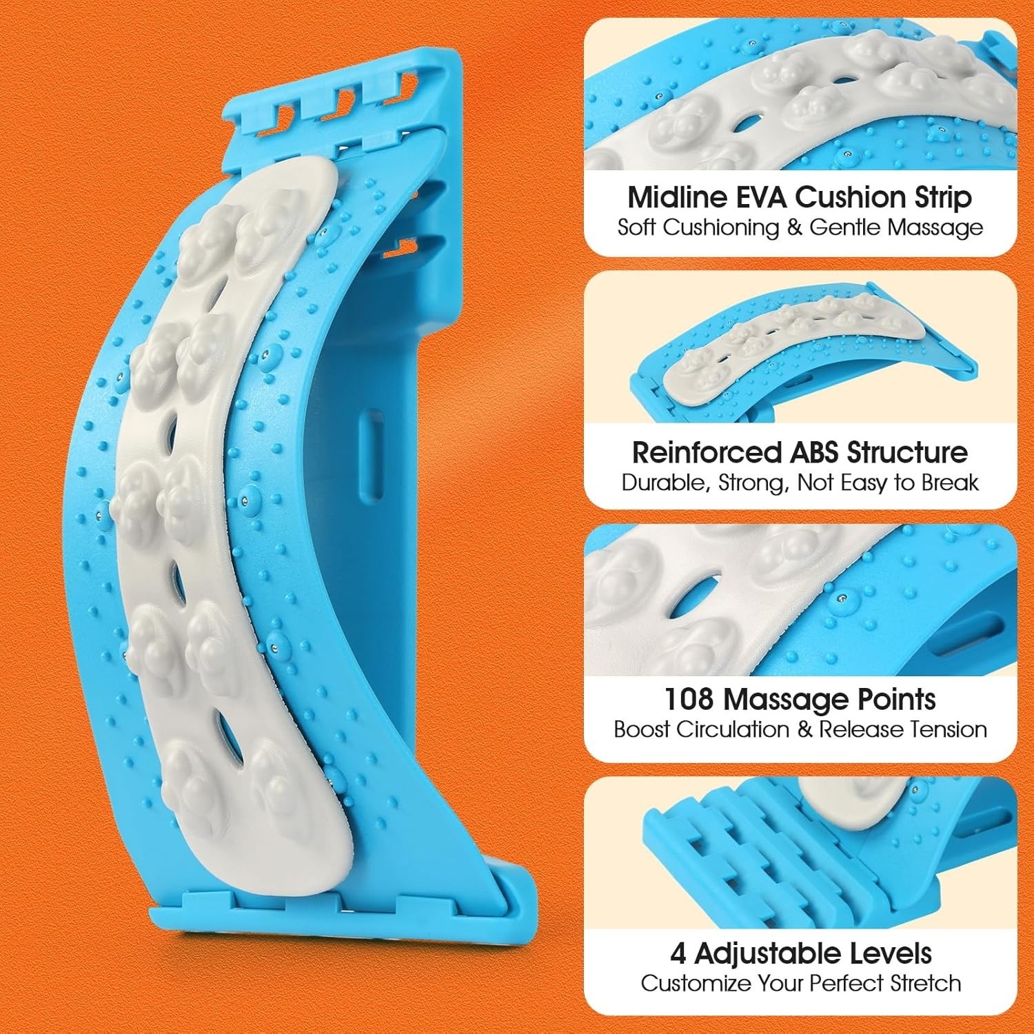 Back Stretcher for Lower Back Pain Relief – 4-Level Adjustable Lumbar Support