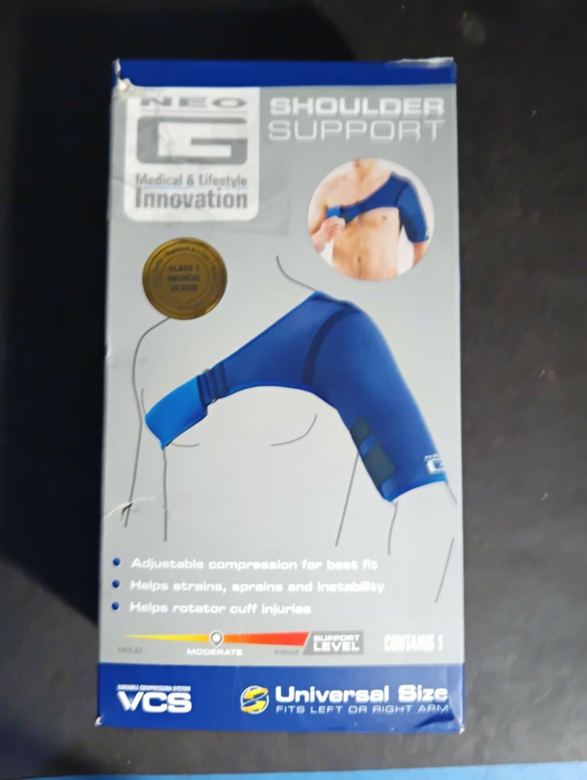 Neo G Shoulder Support Brace Universal Fits Right or Left Arm Blue