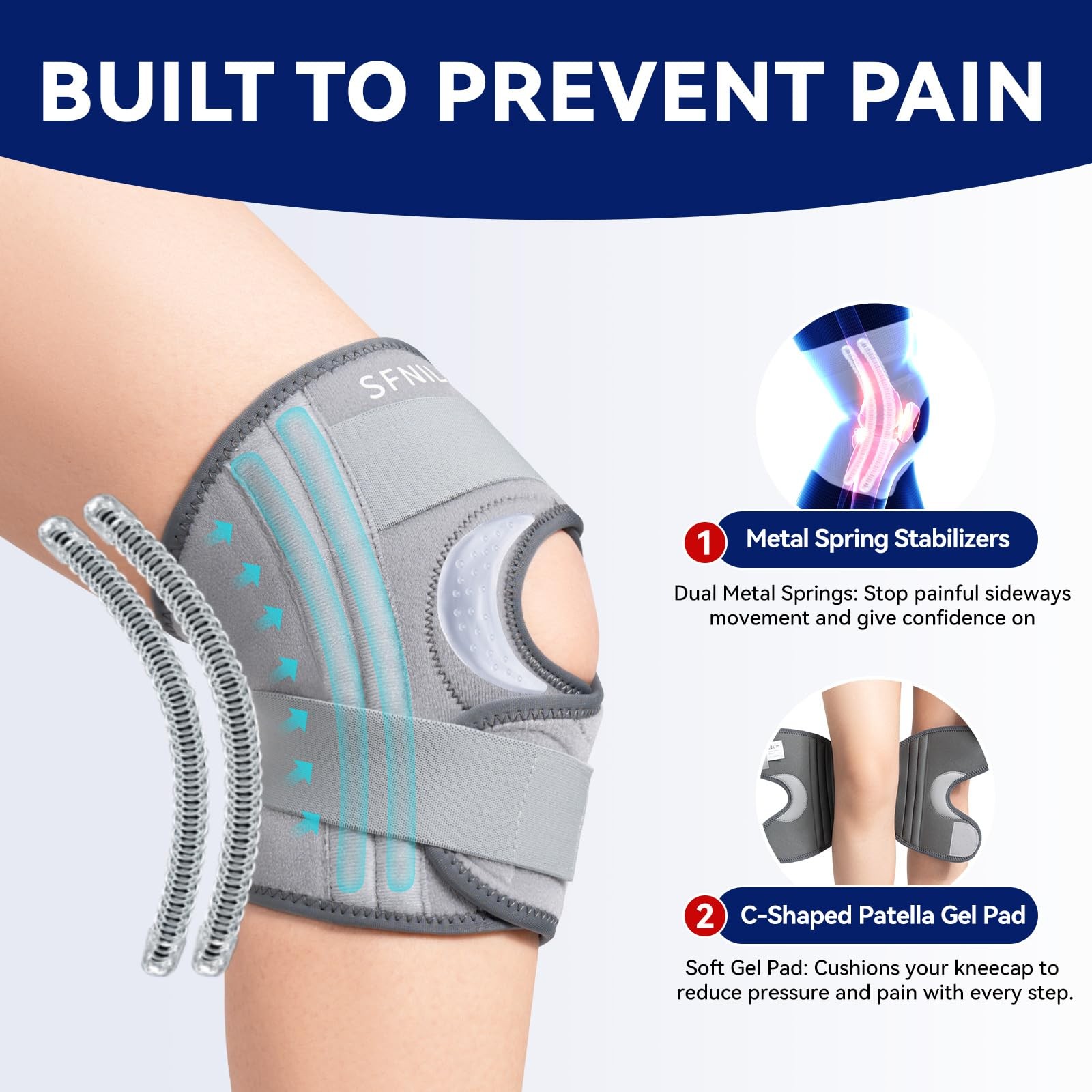 SFNILO Knee Brace for Knee Pain & Arthritis – Adjustable Support with Side