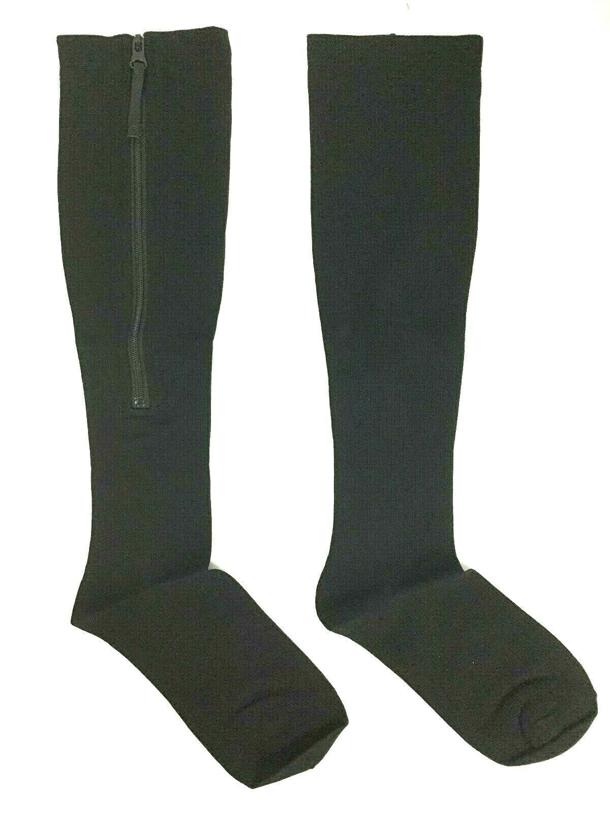 Unisex Zip Up Compression Socks Orthotics Support Black Closed Toe Sox Size S/M