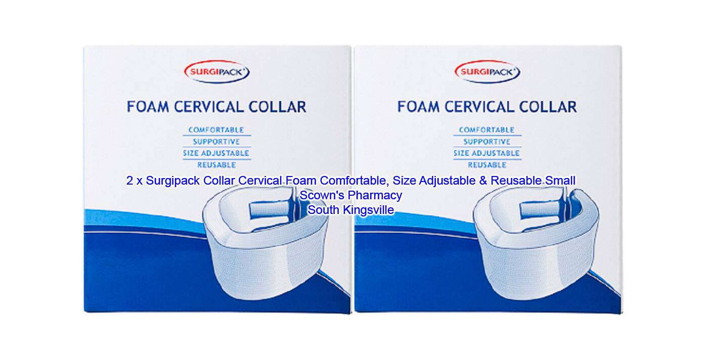 2 x Surgipack Collar Cervical Foam Comfortable, Adjustable & Reusable Size Small