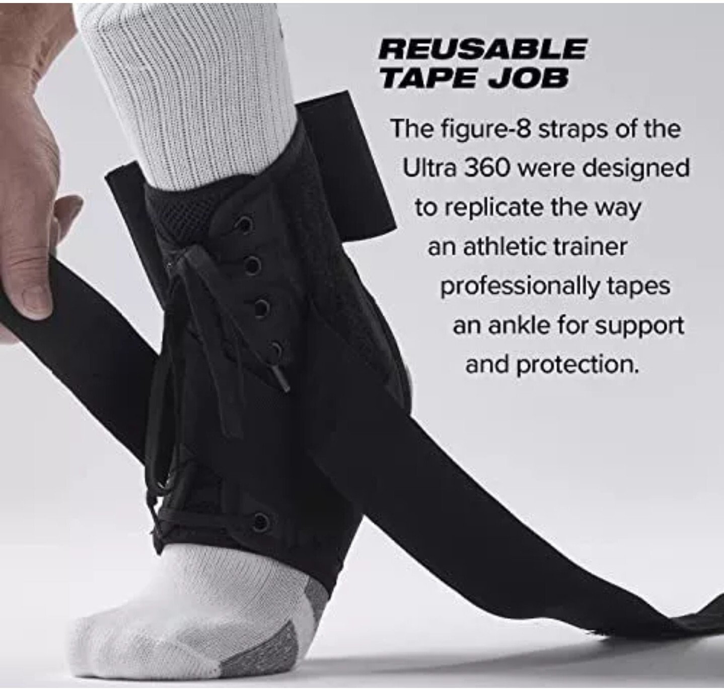 Ultra 360® Lace-Up Adjustable Ankle Brace – Ankle Stabilization X-LARGE XL BLACK