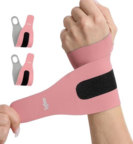 Ultra Thin and Soft Wrist Brace Wrist Wraps for Men and Women, Adjustable Pink