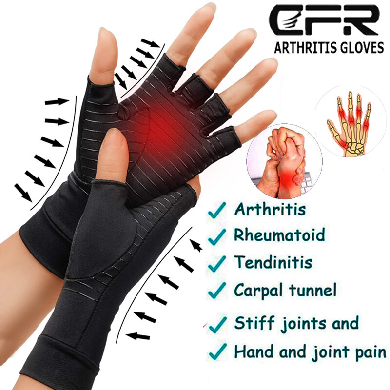 Copper Arthritis Compression Gloves Hand Support Joint Pain Relief Wrist Brace