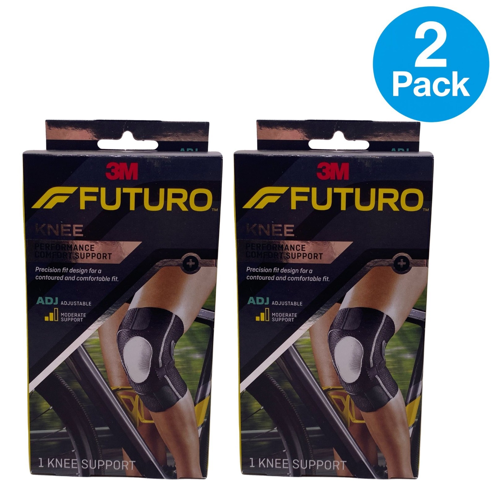 3M Futuro Performance Comfort Knee Support Adjustable 2 Pack New