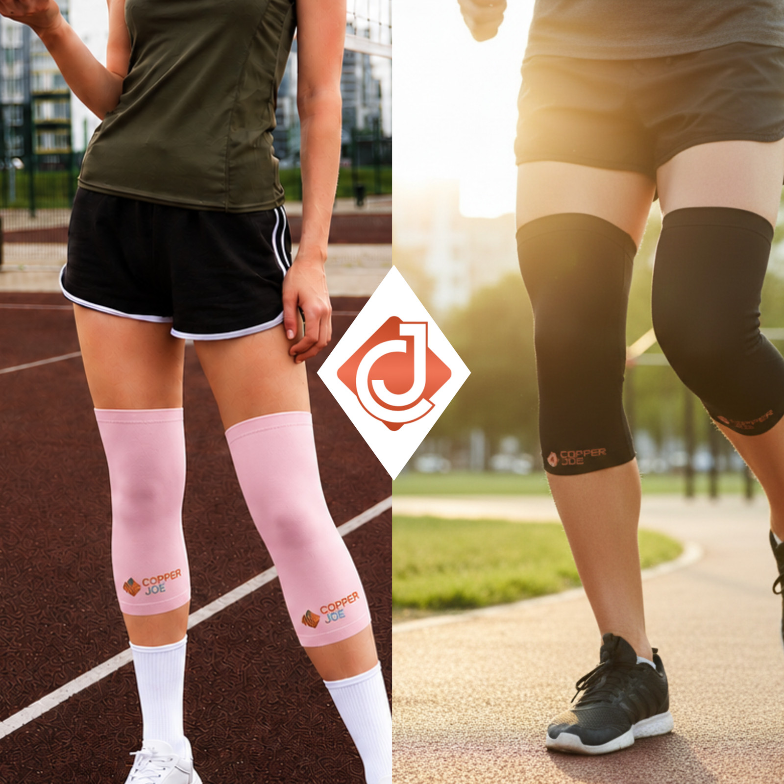 His & Hers Knee Bundle Pink & Black Copper Infused Compression Sleeve 2 Pack