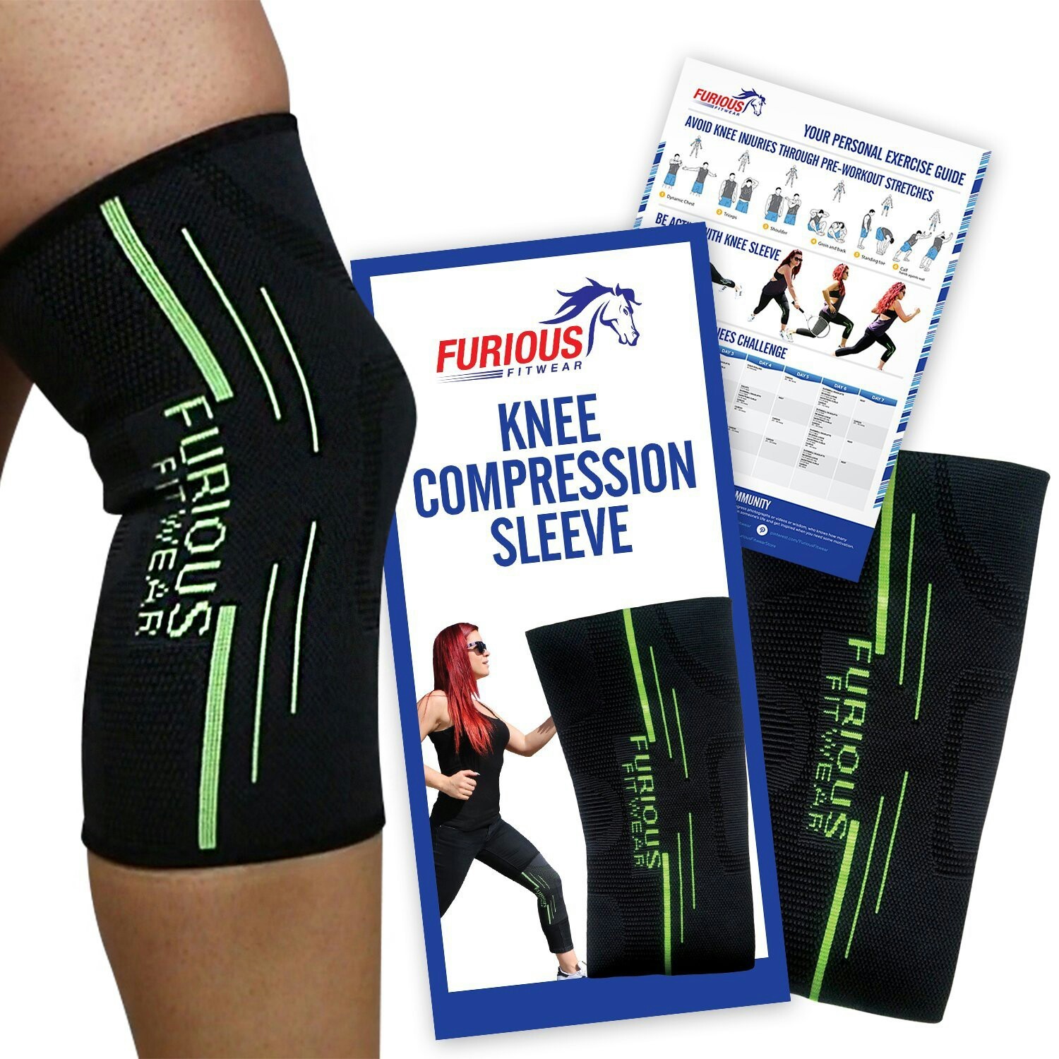 Knee Compression Sleeve for Running, Basketball, Weightlifting, Squats, Muscle