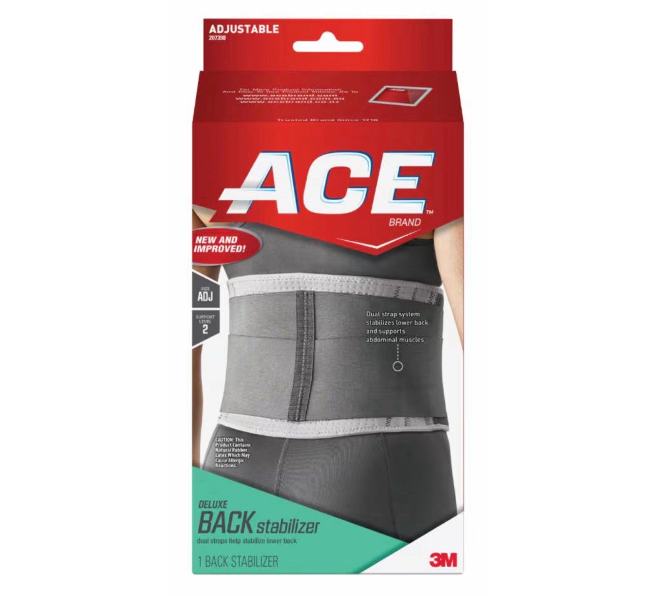 ACE Back Deluxe Stabilizer With Lumbar Support (Gray) One Size Adjustable