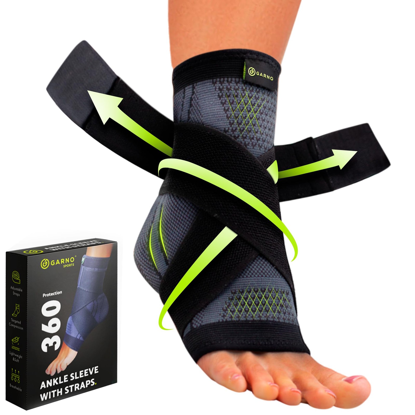 Ankle Brace – Compression Foot Sleeve with Adjustable Straps for Men & Women,…