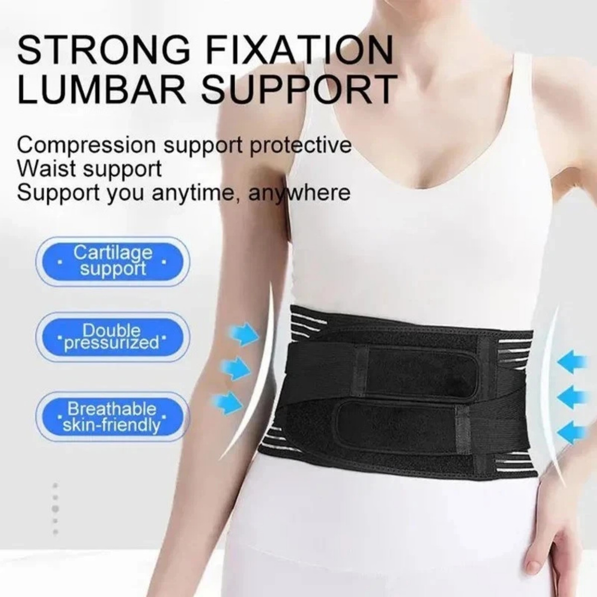 Back Brace Lower Back Pain Relief Adjustable Breathable Lumbar Support Belt- M