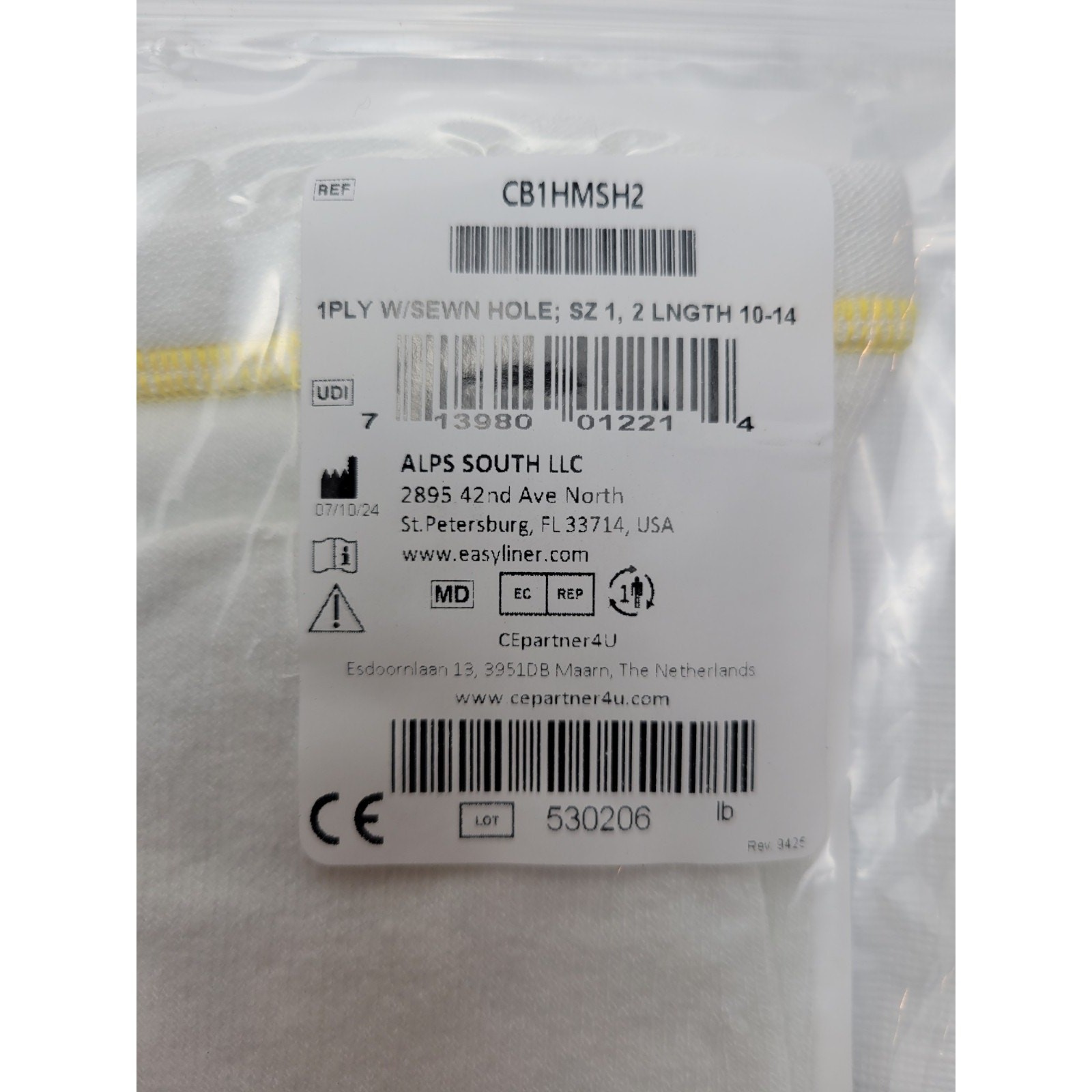 Prosthetic Sock Cool Blue – 1 Ply CB1HMSH2 – Size 1, 2 – Length 10 – 14 *New*