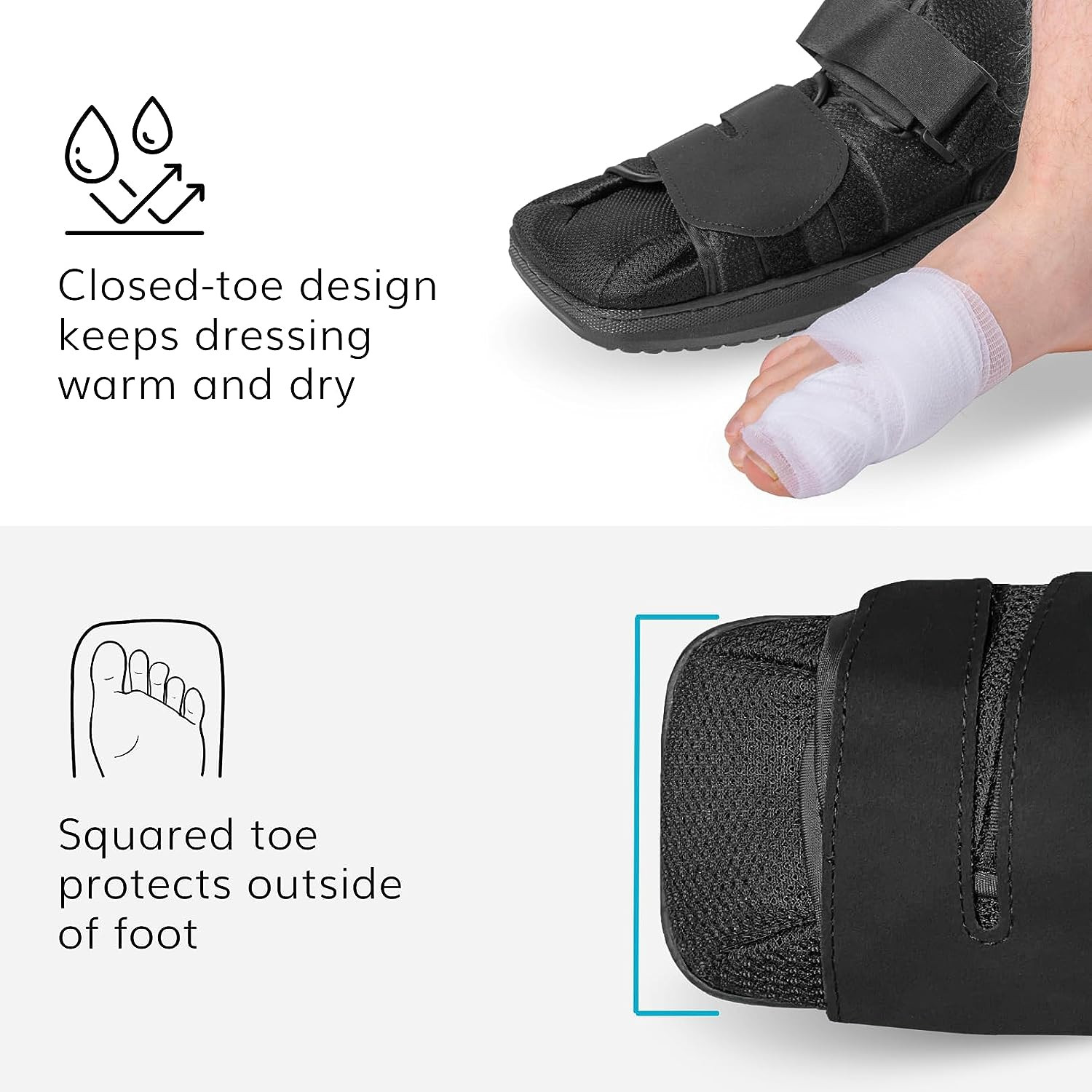 Medium Lightweight Closed Toe Medical Walking Shoe-Broken Toe Cast Boot/Fracture