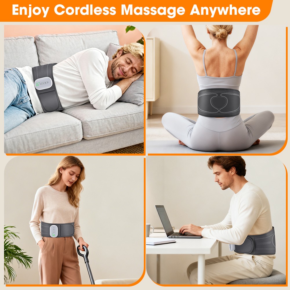 Airbag Heating Massage Decompression Belt Lumbar for Back Pain Relief 3 Modes