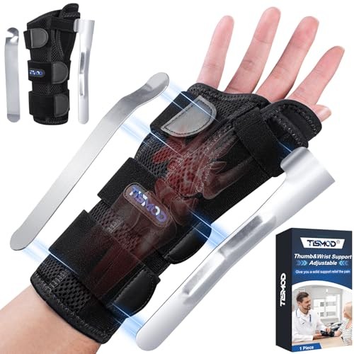 Carpal Tunnel Wrist Brace Night Support,Thumb Spica One Size Black-Right Hand