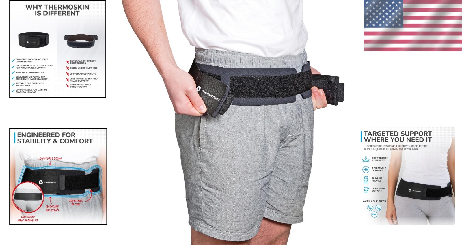 X-Large Black Sacroiliac Support Belt – Enhance Stability for Back Pain Relief