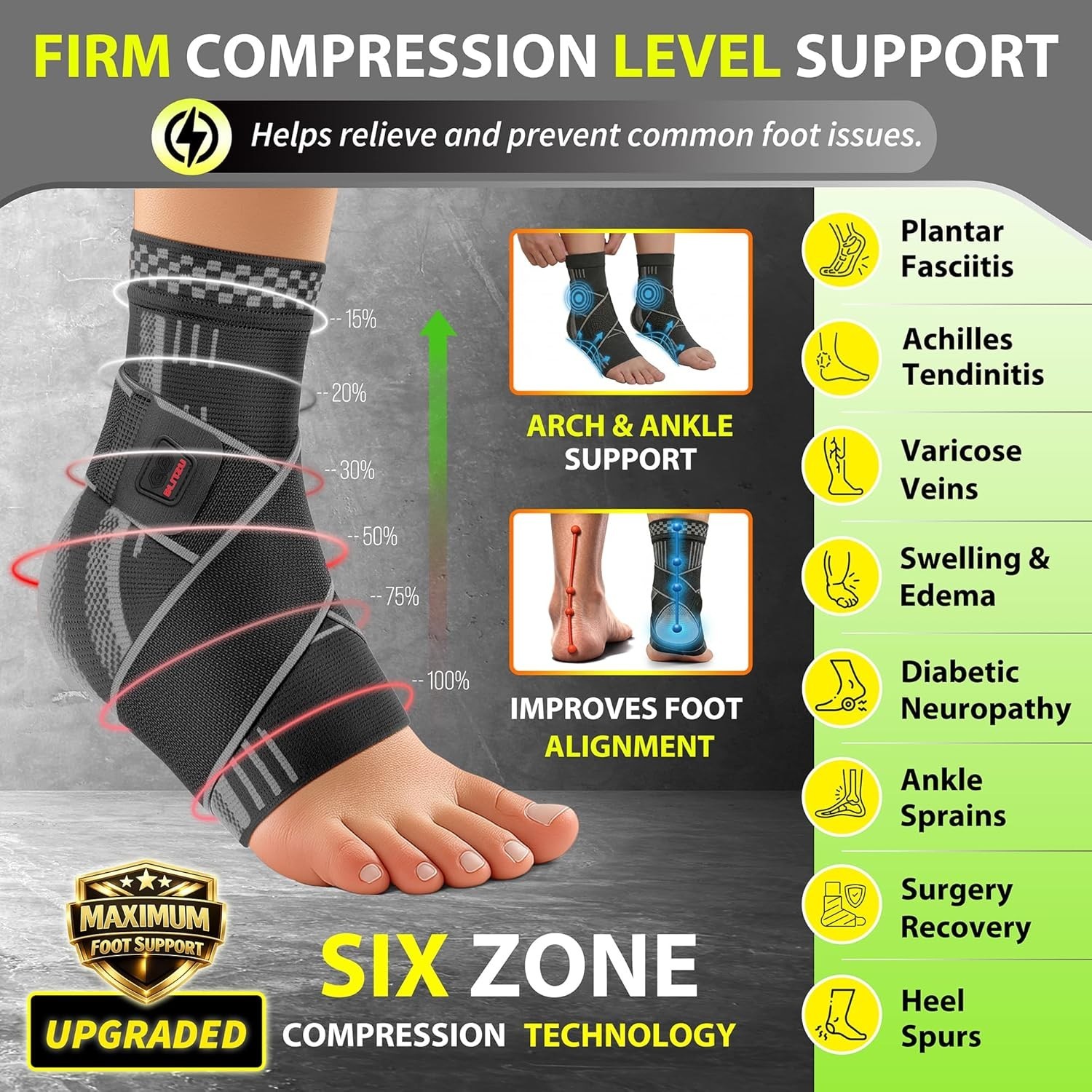 Blitzu Ankle Compression Sleeve – with X-Shape Protection – XL