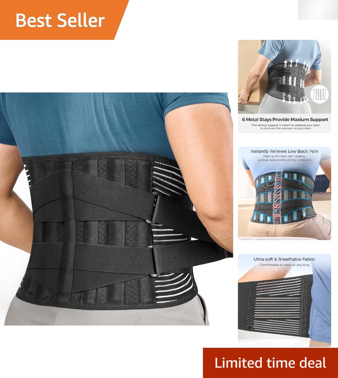 Anti-Skid Lumbar Support Belt for Sciatica Relief – Lightweight and Comfortable