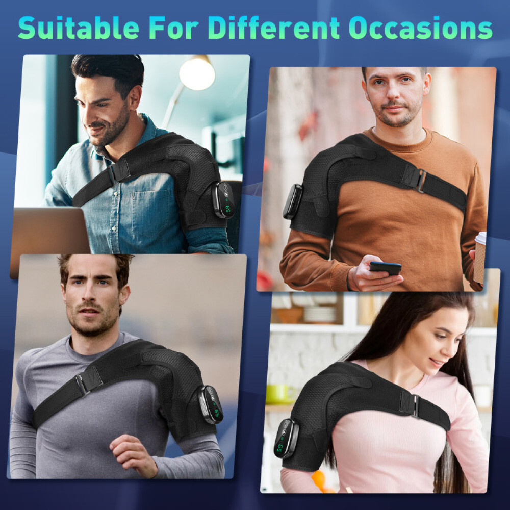 Heated Shoulder Brace Massage Rotator Cuff Support Compression Wrap Rechargeable