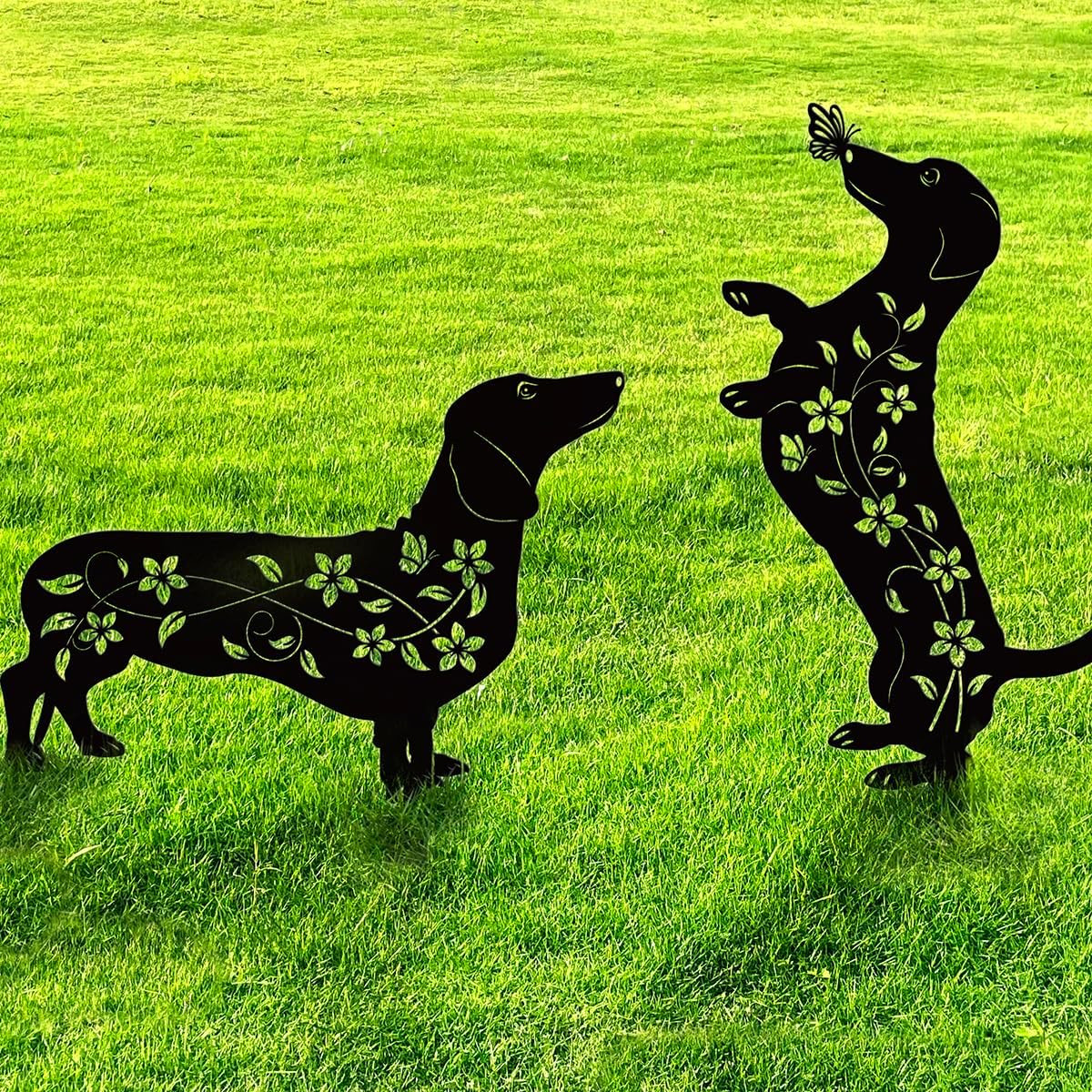 Metal Dachshund Garden Decor Dog Yard Art Stakes Dachshund Gifts | Rust-Proof Da