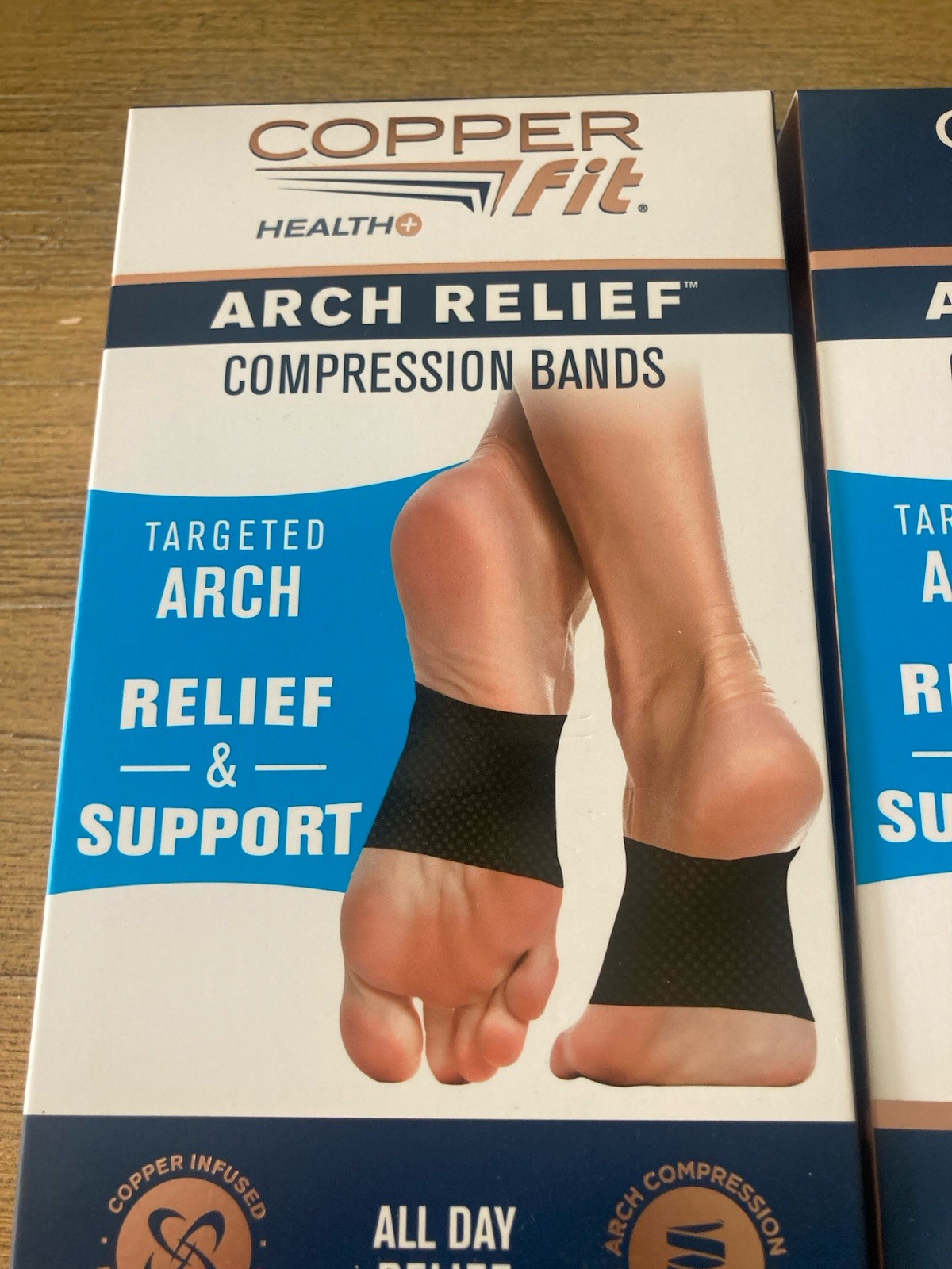2 Copper Fit Copper Infused Arch Relief Compression Bands One Size Fits Most NEW