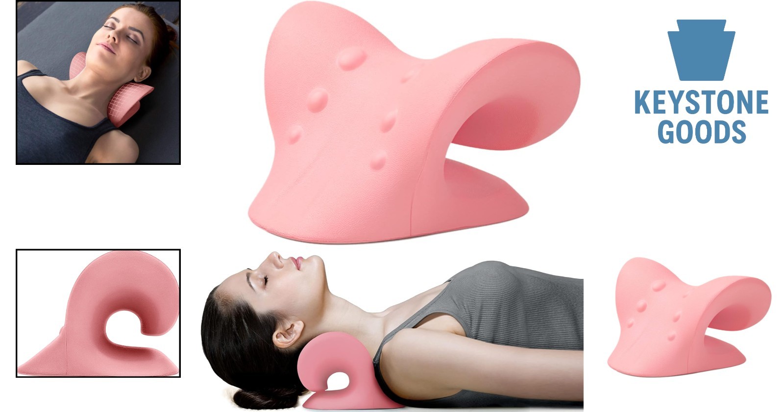 Pink Cervical Traction Device & Neck Relaxer for Pain Relief & Alignment