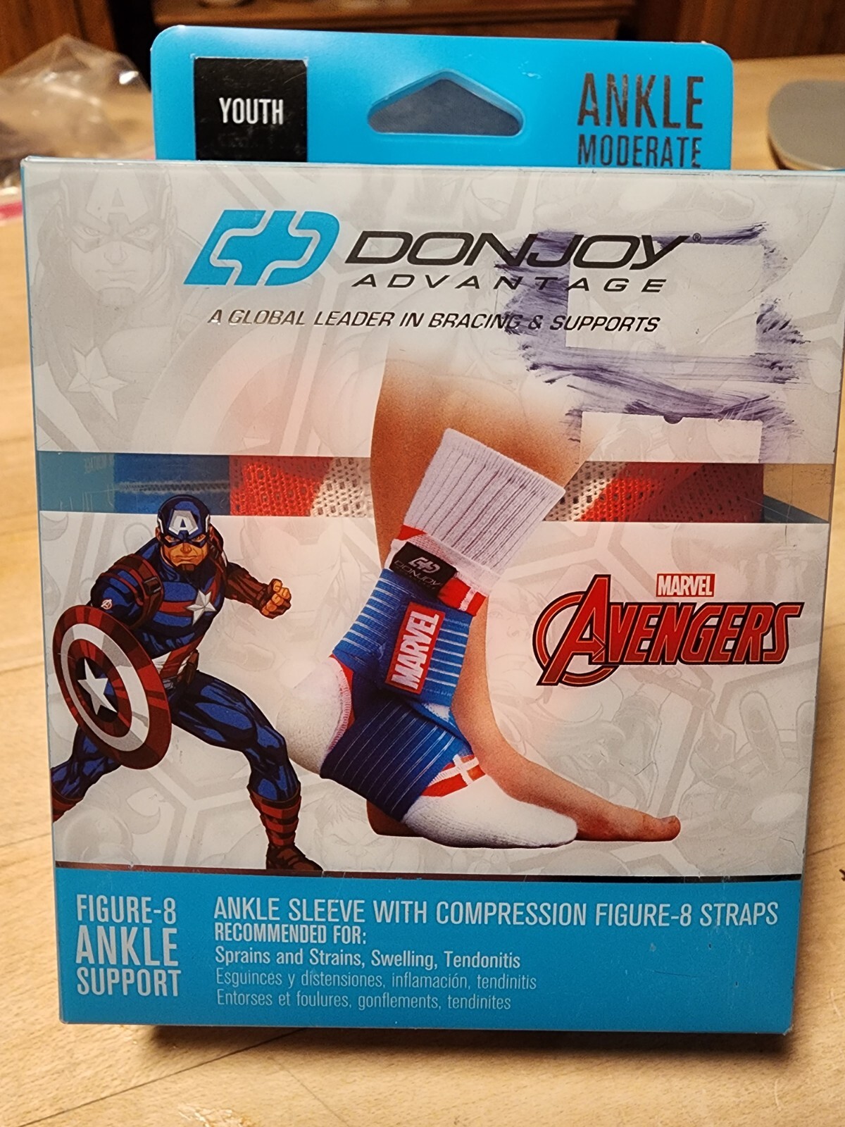 Marvel AVENGERS Moderate Ankle Sleeve Support Figure 8 wrap Youth size