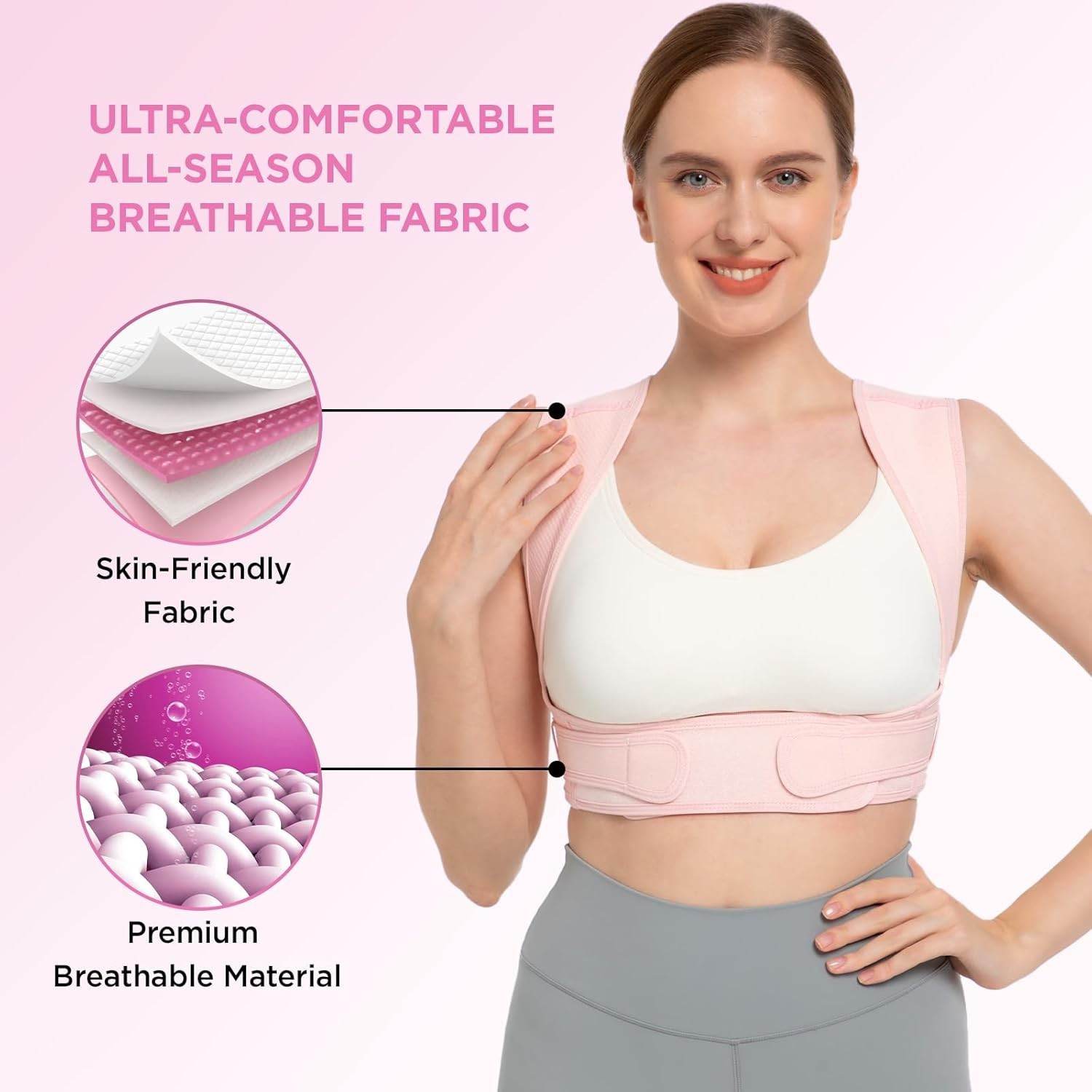 Breathable Posture Corrector – Pain Relief for Neck, Shoulders & Back – S/M