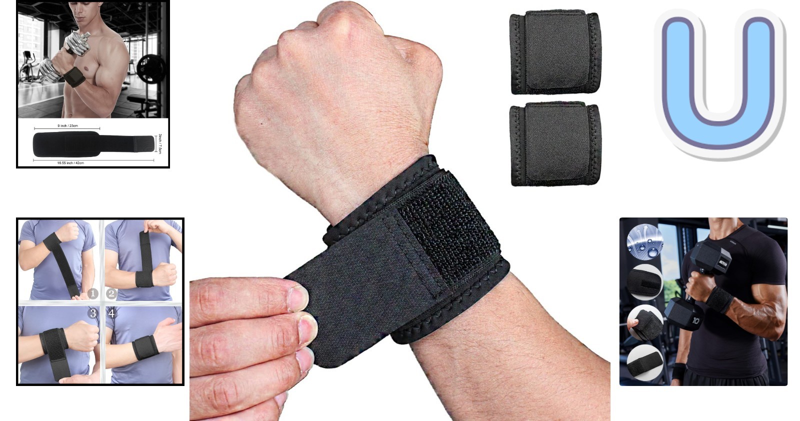 Durable Compression Wrist Supports (2 Count) for Tendonitis & Fitness Support
