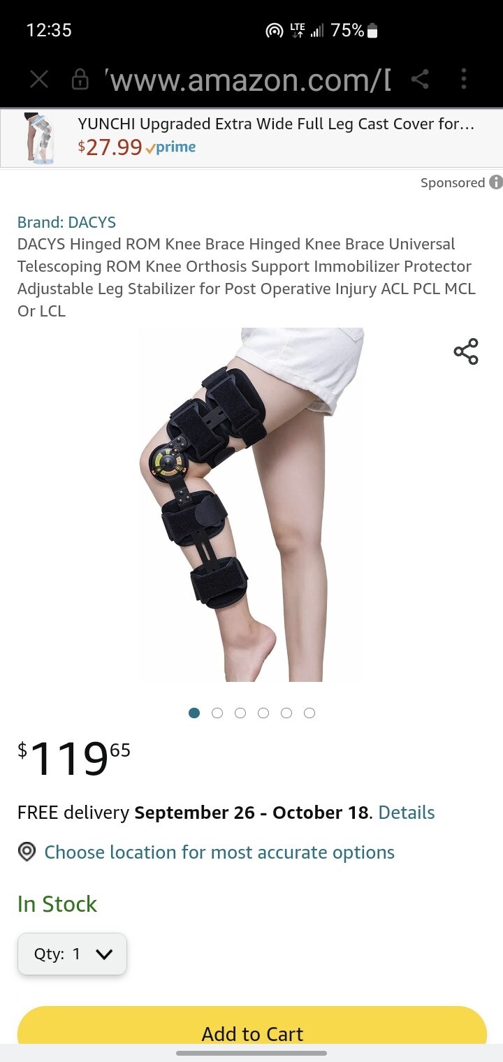 Nvorliy Hinged ROM Knee Brace Adjustable Knee Immobilizer Regular Size