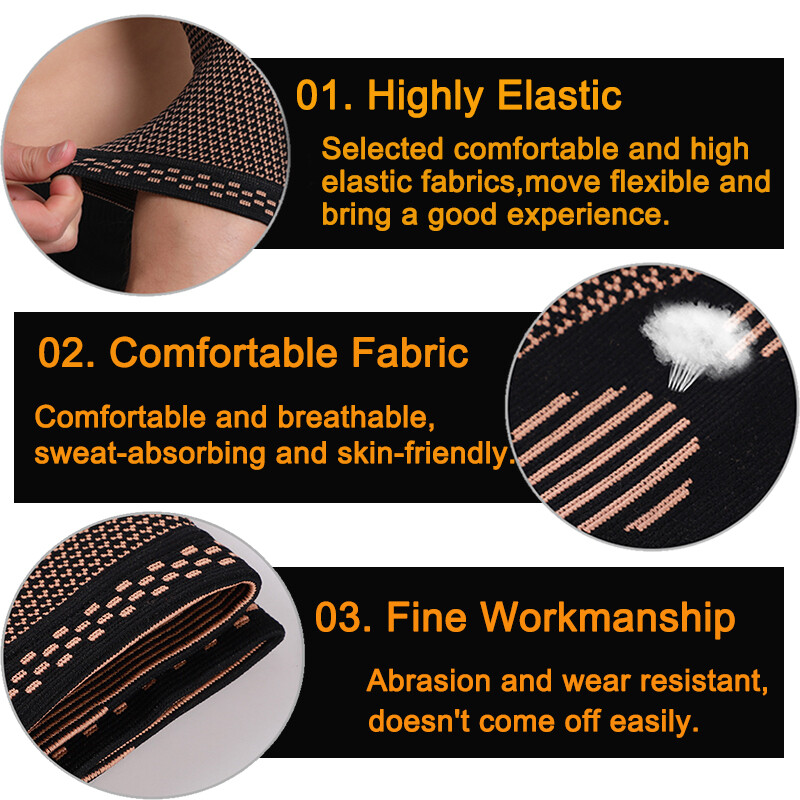 Copper Elbow Brace Compression Sleeve Support Arthritis Tendon Joint Wrap Pain
