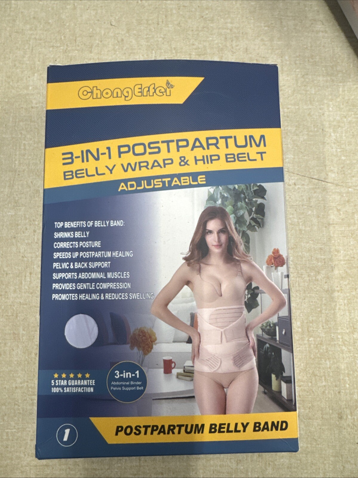 NEW ChongErfei 3 in 1 Postpartum Support Recovery Belly & Hip Wrap Beige