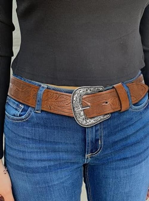 INOGIH Adjustable-Vintage-Western-Cowboy-Belt Women Men One Size Coffee-style 2