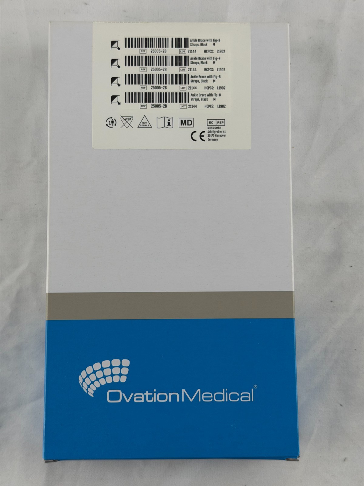 Ovation Medical Nu-Form Ankle Brace with Fig-8 Straps Black Medium