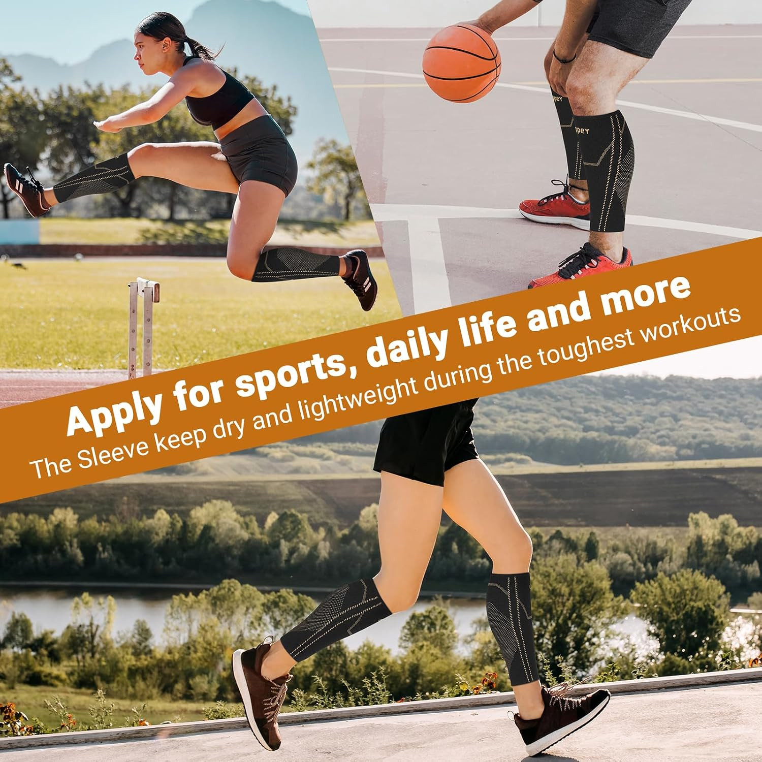 Copper Calf Compressions Sleeve for Men & Women-Shin Splint Relief | Breathable