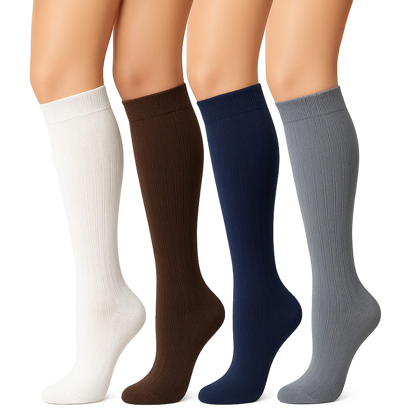 (5 Pairs) Compression 15-20mmHg Graduated Support Socks Calf Mens Womens S-XXL