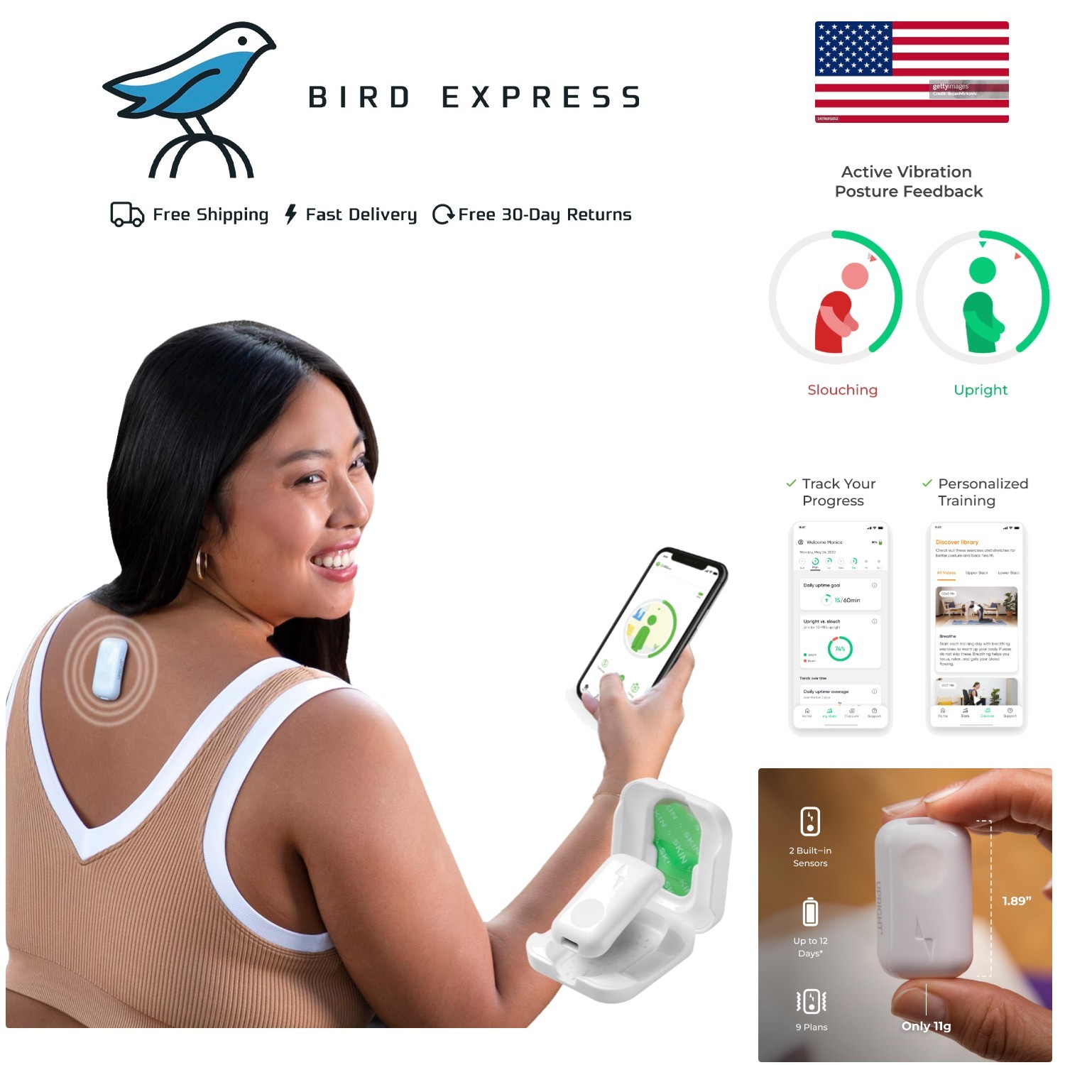 GO2 Posture Corrector Trainer & Tracker for Women & Men with Smart App